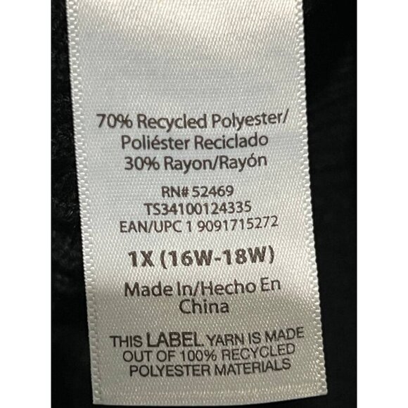 Terra & Sky Women's Textured Sweater 3/4 Sleeve Length Black Size 1X A000430 - Picture 7 of 7